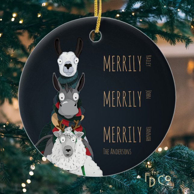  Funny Cute Donkey, Llama & Sheep Ceramic Ornament (Creator Uploaded)