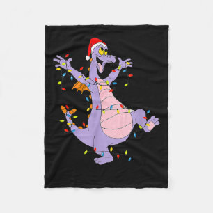 Funny Cute Dragon Figment Lights Christmas Santa G Fleece Blanket