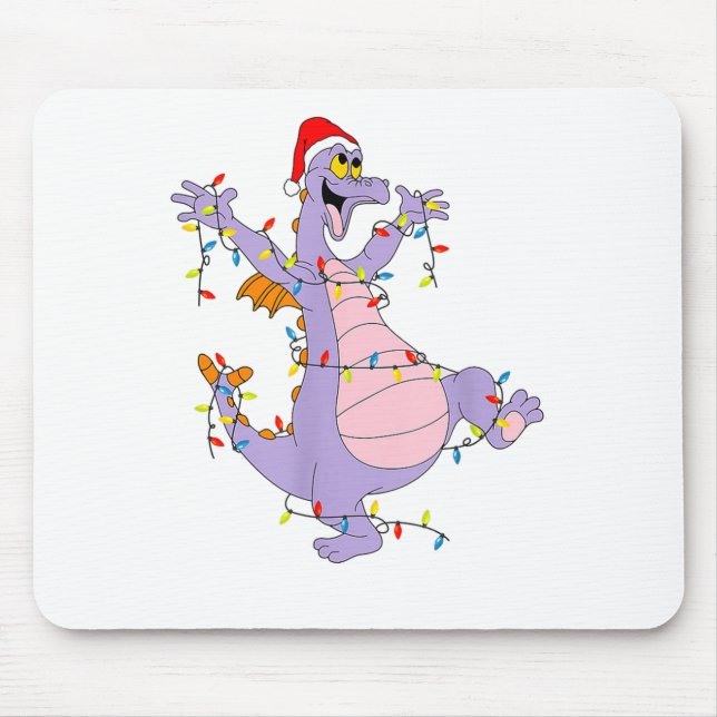 Funny Cute Dragon Figment Lights Christmas Santa M Mouse Pad (Front)