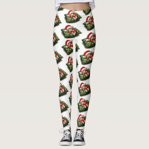 Funny Cute Dreaming Santa Kitty Klaws Leggings