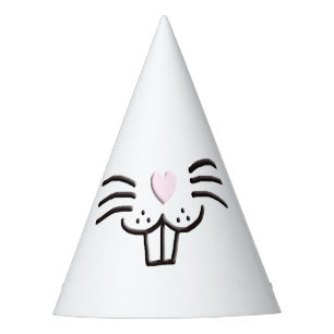 Funny cute Easter bunny face cartoon illustration Party Hat