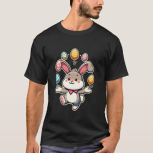 Funny Cute Easter Bunny Juggling Colourful Eggs To T-Shirt