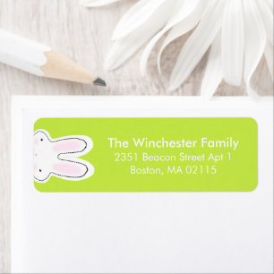 Funny cute Easter bunny lime green modern address Return Address Label