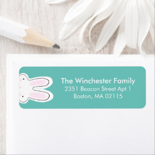 Funny cute Easter bunny teal white modern address Return Address Label