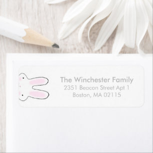 Funny cute Easter bunny white grey address Return Address Label