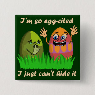 Funny Cute Easter Eggs Cartoon 15 Cm Square Badge