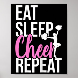 Funny Cute Eat Sleep Cheer Repeat Love Girls Gift  Poster