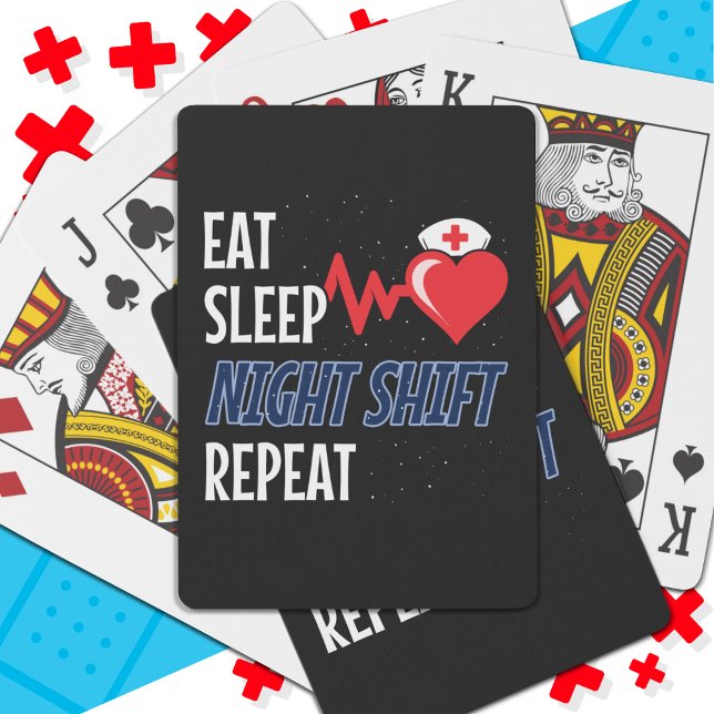 Funny Cute Eat Sleep Night Shift Repeat Nurse Playing Cards (Creator Uploaded)