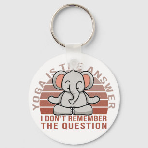 Funny cute elephant doing yoga. funny yoga design key ring
