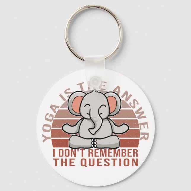 Funny cute elephant doing yoga. funny yoga design key ring (Front)