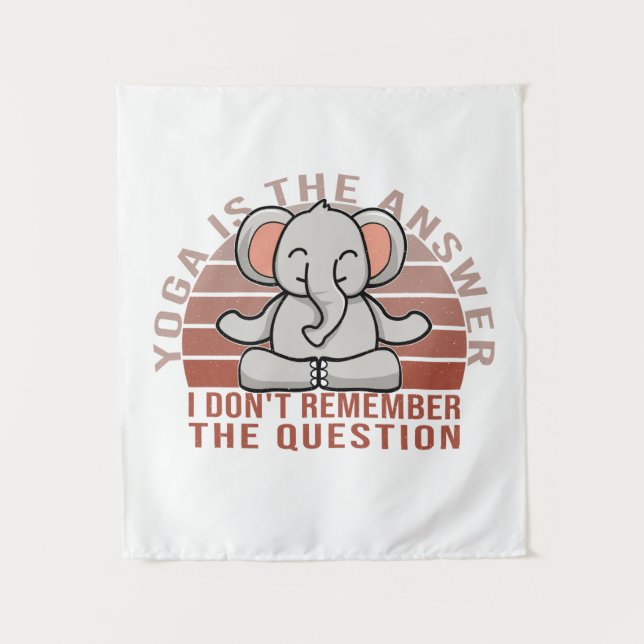 Funny cute elephant doing yoga. funny yoga design tapestry (Front)
