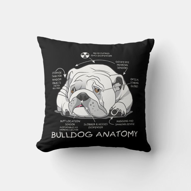 Funny Cute English Bulldog Anatomy Dog Biology Cushion (Front)