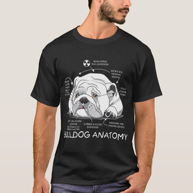 Funny Cute English Bulldog Anatomy Dog Biology Gif T-Shirt (Front)