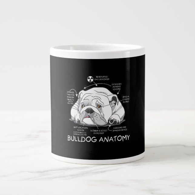 Funny Cute English Bulldog Anatomy Dog Biology Large Coffee Mug (Front)