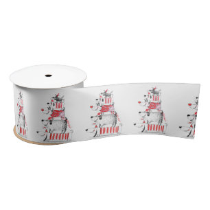 Funny Cute Festive Dogs Merry Christmas  Satin Ribbon