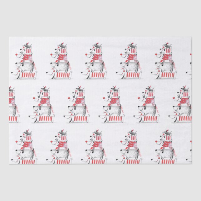 Funny Cute Festive Dogs Merry Christmas  Tissue Paper (Front)
