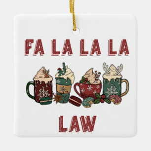 Funny Cute Festive Red and Green Christmas Law Ceramic Ornament