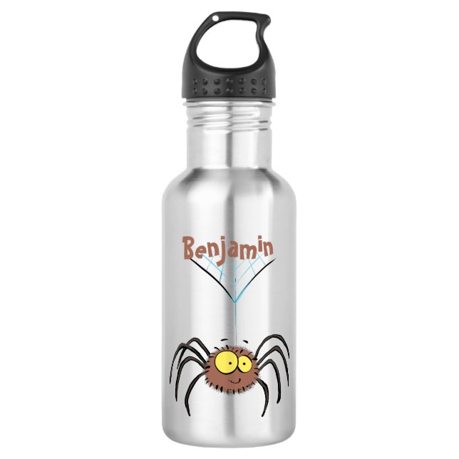 Funny cute fluffy spider cartoon 532 ml water bottle (Front)