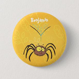 Funny cute fluffy spider cartoon 6 cm round badge