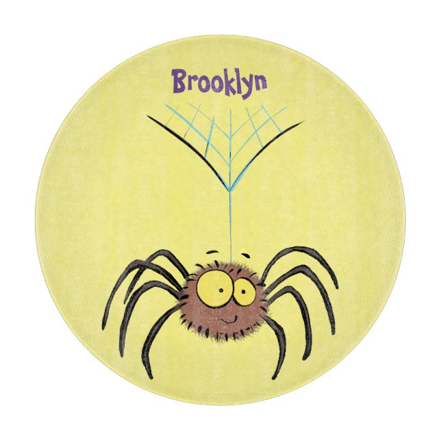 Funny cute fluffy spider cartoon cutting board (Front)