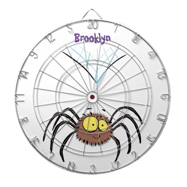 Funny cute fluffy spider cartoon dartboard (Front)