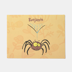 Funny cute fluffy spider cartoon doormat