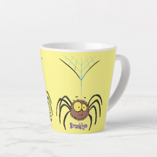 Funny cute fluffy spider cartoon latte mug