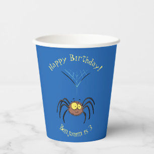 Funny cute fluffy spider cartoon paper cups