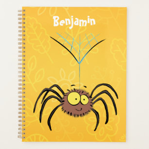 Funny cute fluffy spider cartoon planner