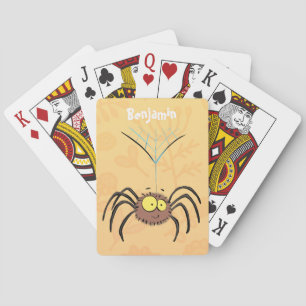 Funny cute fluffy spider cartoon playing cards