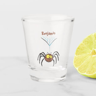 Funny cute fluffy spider cartoon shot glass