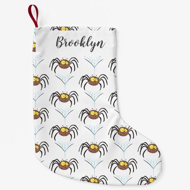 Funny cute fluffy spider cartoon small christmas stocking (Front)