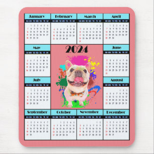 Funny Cute Frenchie Dog Calendar   Mouse Pad