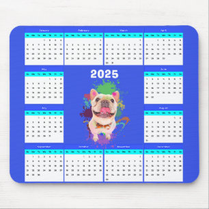 Funny Cute Frenchie Dog Calendar  Mouse Pad
