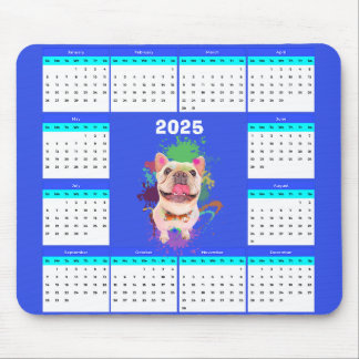 Funny Cute Frenchie Dog Calendar  Mouse Pad