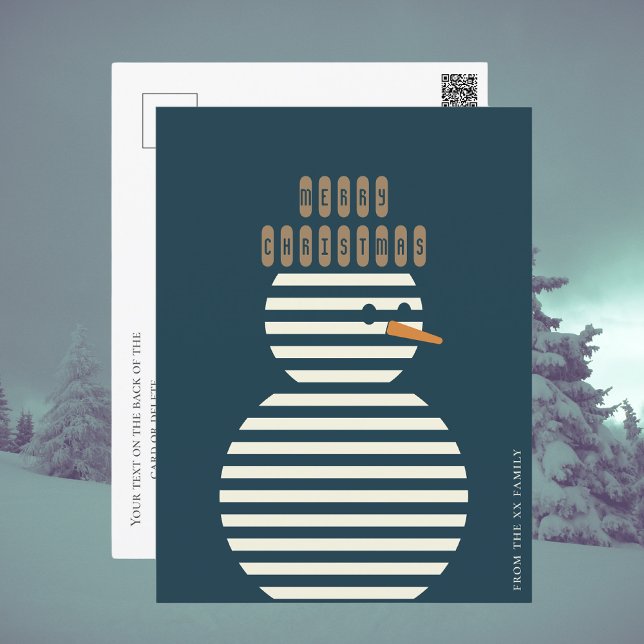 Funny cute frosty snowman modern holiday Postcard (Creator Uploaded)