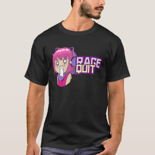 Funny Cute Gamer Girl Rage Quit Kemonomimi Fox Ear T-Shirt