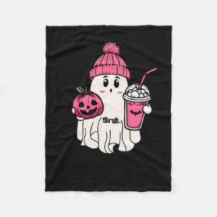 Funny Cute Ghost Bruh I Mean Boo Halloween Fleece Blanket