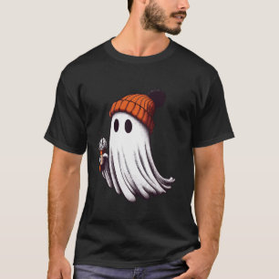 Funny Cute Ghost Coffee Lover Pumpkin Late Hallowe T-Shirt