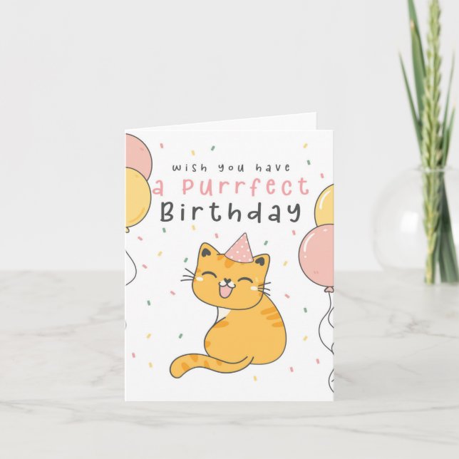 Funny Cute Ginger Cat Kitten Birthday Card (Front)