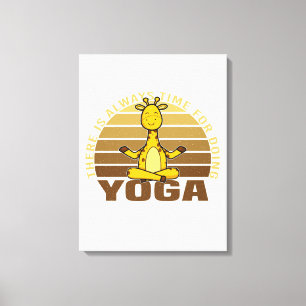 Funny cute giraffe doing yoga. funny yoga poses canvas print