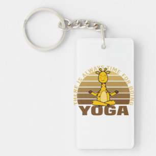 Funny cute giraffe doing yoga. funny yoga poses key ring