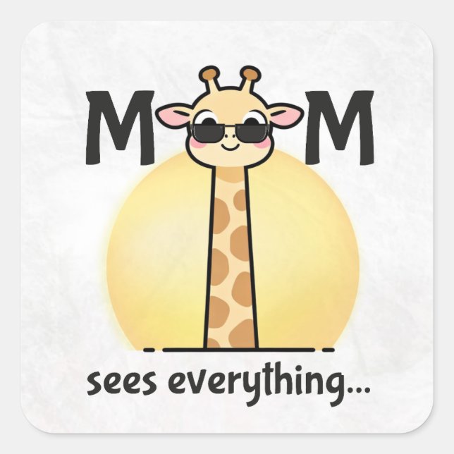 Funny Cute Giraffe Mom Sticker (Front)