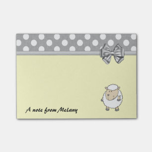 Funny cute girly sheep polka dots monogram post-it notes