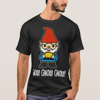Funny Cute Gnome Eating a Taco Saying Gnom Gnom Gn T-Shirt