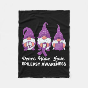 Funny Cute Gnomes Peace Hope Love Epilepsy Awarene Fleece Blanket