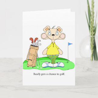 Funny Cute Golfing Bear Greeting Card