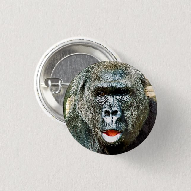 FUNNY CUTE GORILLA 3 CM ROUND BADGE (Front & Back)