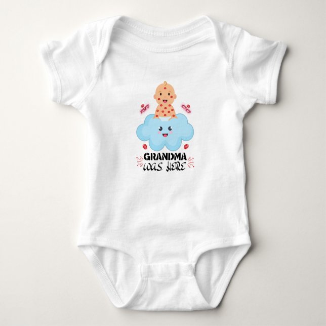 Funny & Cute Grandma Baby Outfit. Grandma was here Bodysuit (Front)