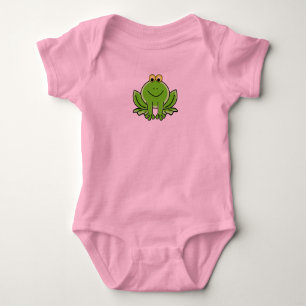 Funny Cute Green Cartoon Frog Animal Baby Bodysuit